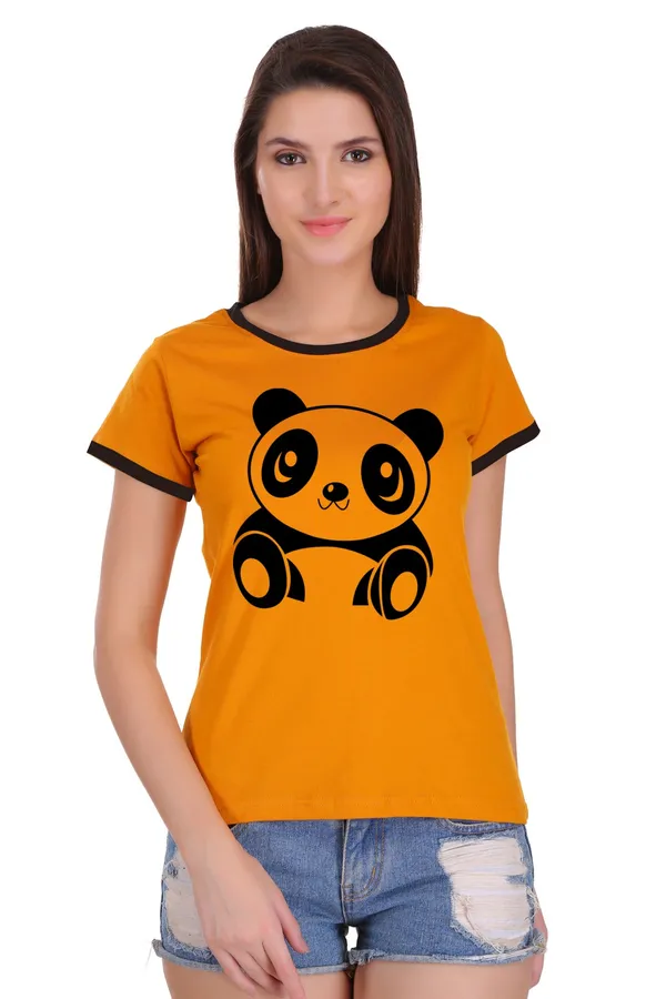 Yellow_Cotton_Cute_Panda_Printed_Ringer_T-Shirt_For_Women