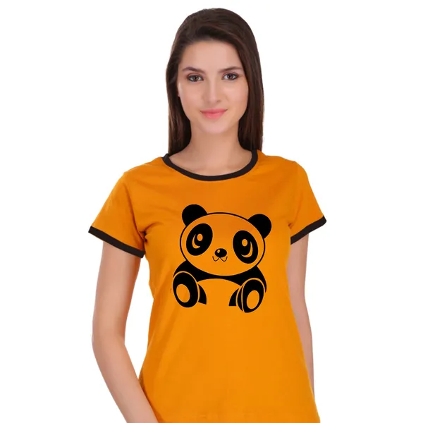 Yellow_Cotton_Cute_Panda_Printed_Ringer_T-Shirt_For_Women
