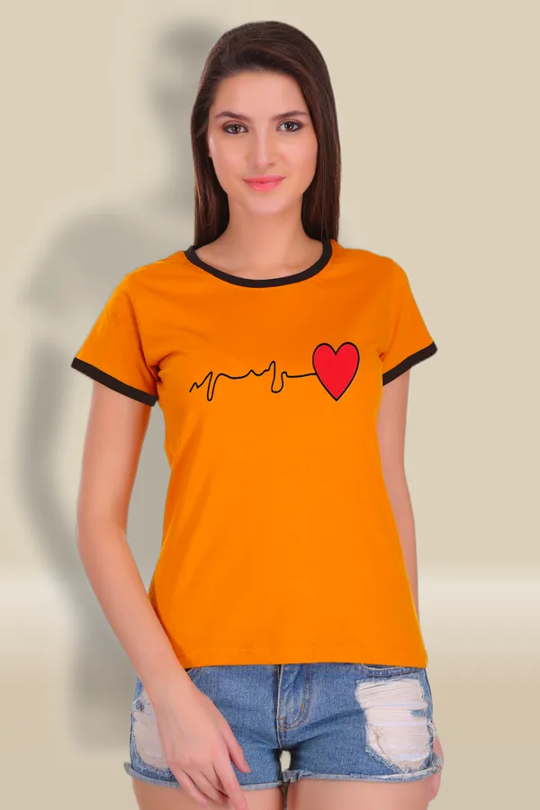 Yellow_Cotton_Heart_Beat_Printed_Ringer_T-Shirt_For_Women