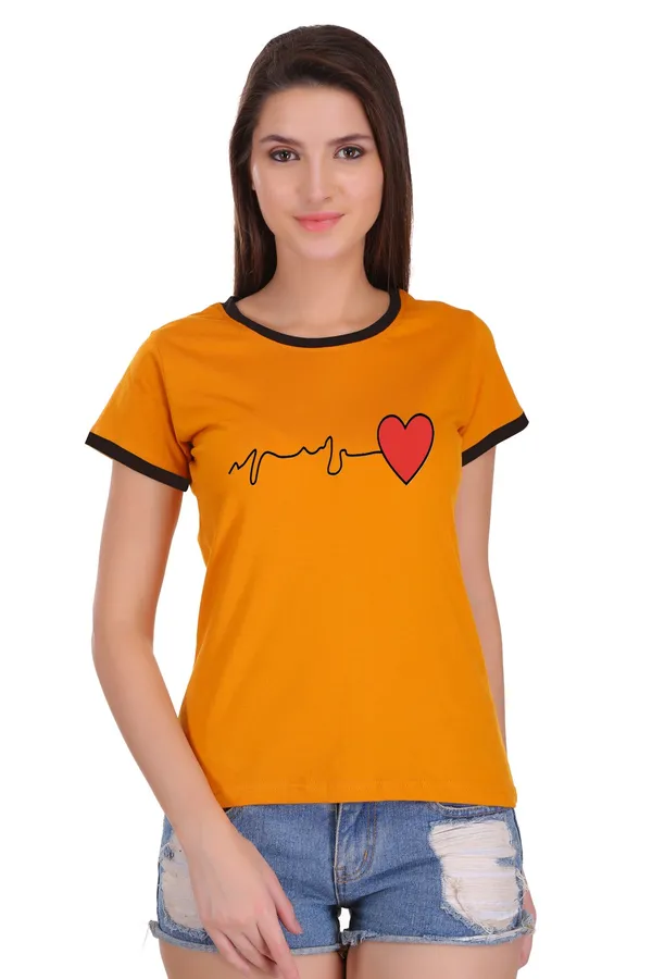 Yellow_Cotton_Heart_Beat_Printed_Ringer_T-Shirt_For_Women