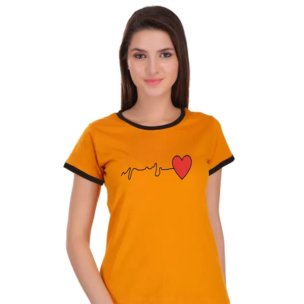 Yellow_Cotton_Heart_Beat_Printed_Ringer_T-Shirt_For_Women
