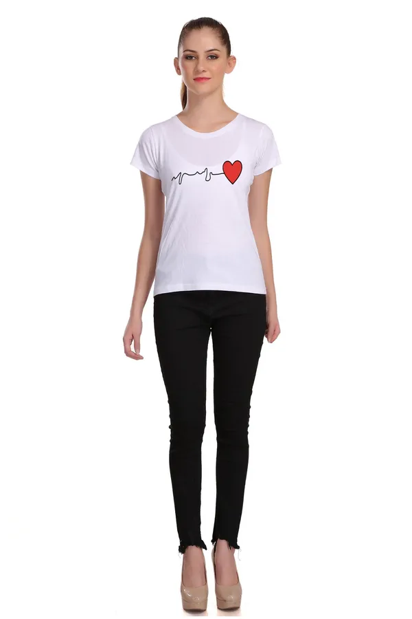 White_Cotton_Heart_Beat_Graphic_Printed_T-Shirt_For_Women