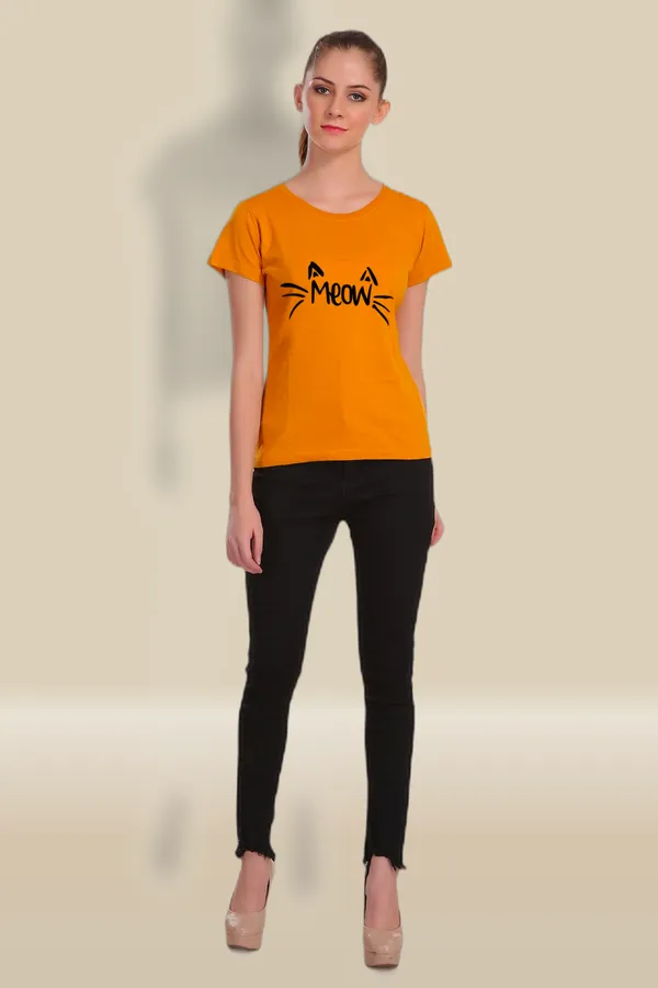 Yellow_Cotton_Meow_Graphic_Printed_T-Shirt_For_Women