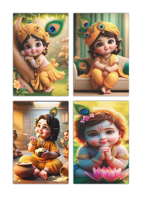 Multicolor_Little_Bal_Gopal_Religious_Krishna_Poster_For_Pregnant_Women_(12_X_18_Inc)_(Pack_Of_4)