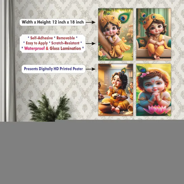 Multicolor_Little_Bal_Gopal_Religious_Krishna_Poster_For_Pregnant_Women_(12_X_18_Inc)_(Pack_Of_4)