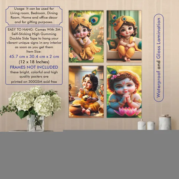 Multicolor_Little_Bal_Gopal_Religious_Krishna_Poster_For_Pregnant_Women_(12_X_18_Inc)_(Pack_Of_4)