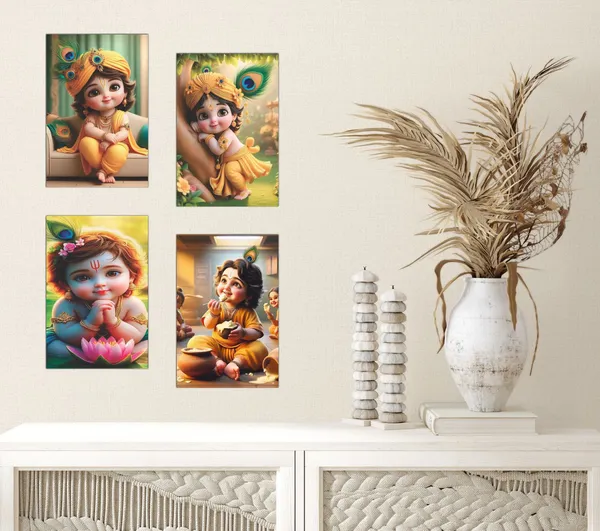 Multicolor_Little_Bal_Gopal_Religious_Krishna_Poster_For_Pregnant_Women_(12_X_18_Inc)_(Pack_Of_4)