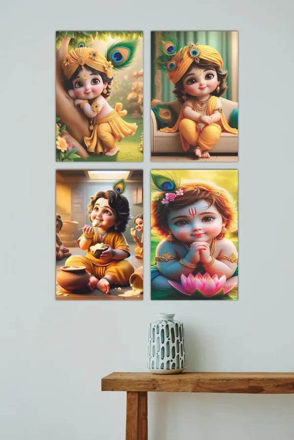 Multicolor_Little_Bal_Gopal_Religious_Krishna_Poster_For_Pregnant_Women_(12_X_18_Inc)_(Pack_Of_4)