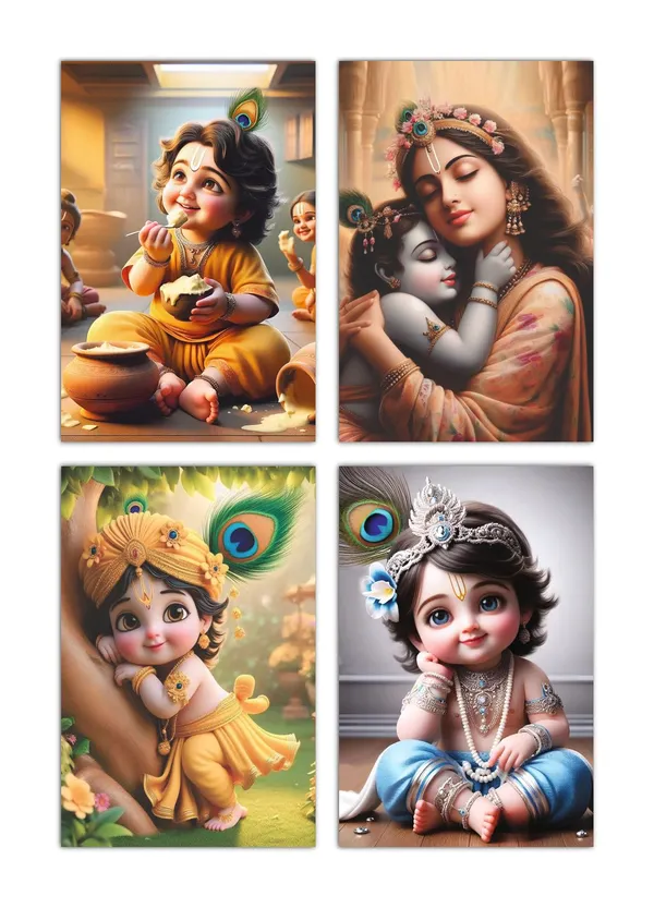 Multicolor_Little_Bal_Gopal_Religious_Krishna_Poster_For_Pregnant_Women_(12_X_18_Inc)_(Pack_Of_4)