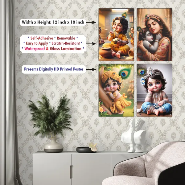 Multicolor_Little_Bal_Gopal_Religious_Krishna_Poster_For_Pregnant_Women_(12_X_18_Inc)_(Pack_Of_4)