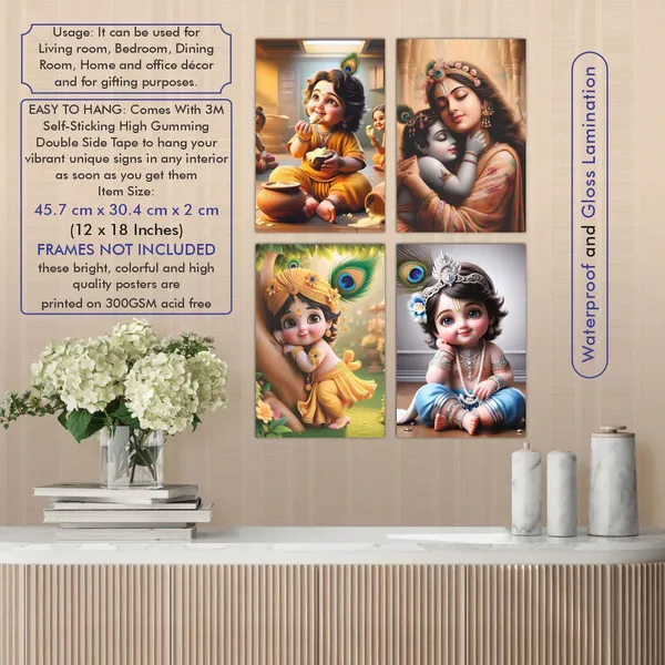 Multicolor_Little_Bal_Gopal_Religious_Krishna_Poster_For_Pregnant_Women_(12_X_18_Inc)_(Pack_Of_4)