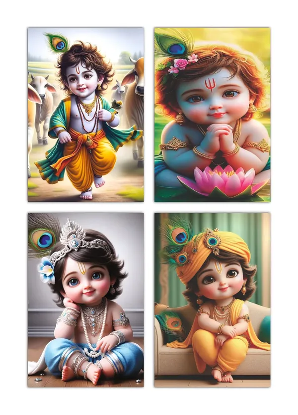 Multicolor_Little_Bal_Gopal_Religious_Krishna_Poster_For_Pregnant_Women_(12_X_18_Inc)_(Pack_Of_4)