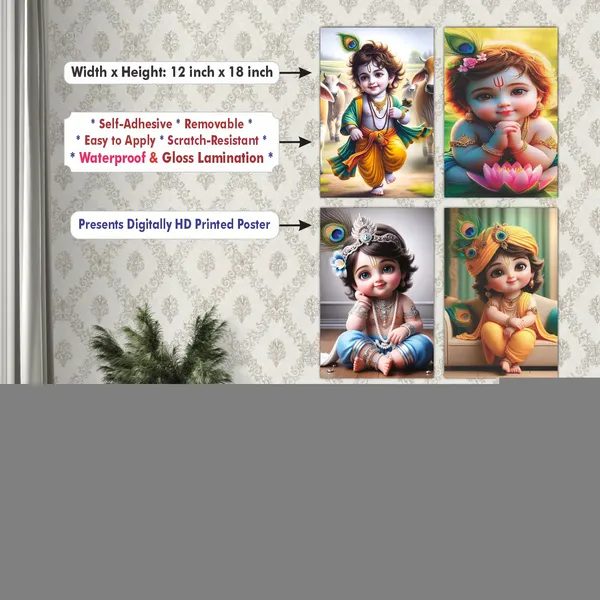 Multicolor_Little_Bal_Gopal_Religious_Krishna_Poster_For_Pregnant_Women_(12_X_18_Inc)_(Pack_Of_4)