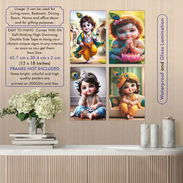 Multicolor_Little_Bal_Gopal_Religious_Krishna_Poster_For_Pregnant_Women_(12_X_18_Inc)_(Pack_Of_4)