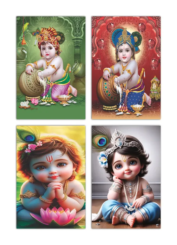 Multicolor_Little_Bal_Gopal_Religious_Krishna_Poster_For_Pregnant_Women_(12_X_18_Inc)_(Pack_Of_4)