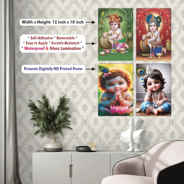 Multicolor_Little_Bal_Gopal_Religious_Krishna_Poster_For_Pregnant_Women_(12_X_18_Inc)_(Pack_Of_4)