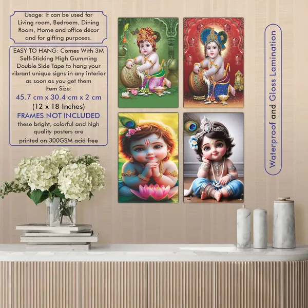 Multicolor_Little_Bal_Gopal_Religious_Krishna_Poster_For_Pregnant_Women_(12_X_18_Inc)_(Pack_Of_4)