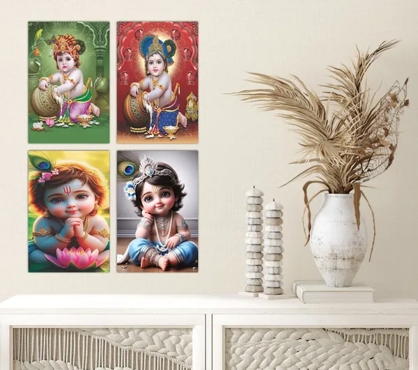 Multicolor_Little_Bal_Gopal_Religious_Krishna_Poster_For_Pregnant_Women_(12_X_18_Inc)_(Pack_Of_4)