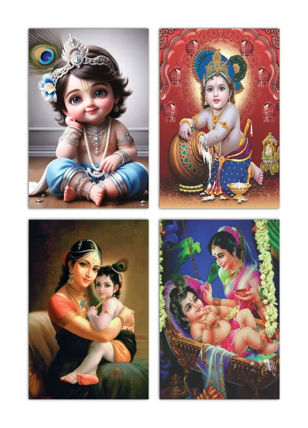 Multicolor_Little_Bal_Gopal_Religious_Krishna_Poster_For_Pregnant_Women_(12_X_18_Inc)_(Pack_Of_4)