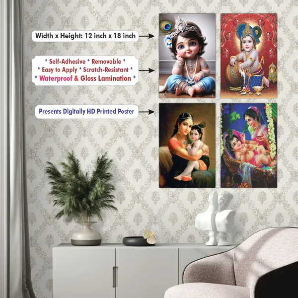 Multicolor_Little_Bal_Gopal_Religious_Krishna_Poster_For_Pregnant_Women_(12_X_18_Inc)_(Pack_Of_4)