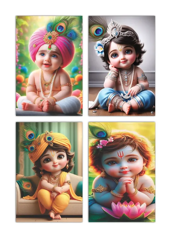 Multicolor_Little_Bal_Gopal_Religious_Krishna_Poster_For_Pregnant_Women_(12_X_18_Inc)_(Pack_Of_4)