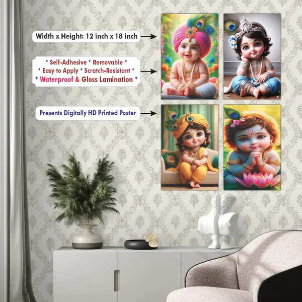 Multicolor_Little_Bal_Gopal_Religious_Krishna_Poster_For_Pregnant_Women_(12_X_18_Inc)_(Pack_Of_4)