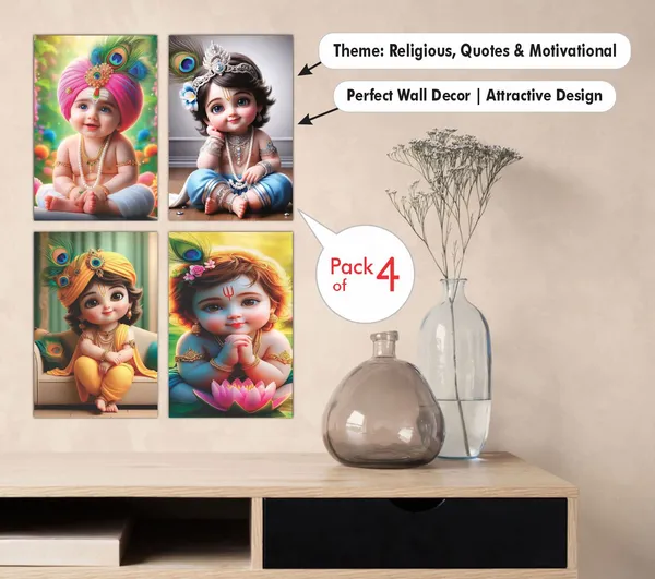Multicolor_Little_Bal_Gopal_Religious_Krishna_Poster_For_Pregnant_Women_(12_X_18_Inc)_(Pack_Of_4)