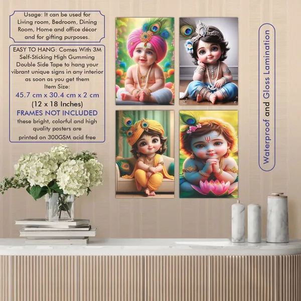 Multicolor_Little_Bal_Gopal_Religious_Krishna_Poster_For_Pregnant_Women_(12_X_18_Inc)_(Pack_Of_4)