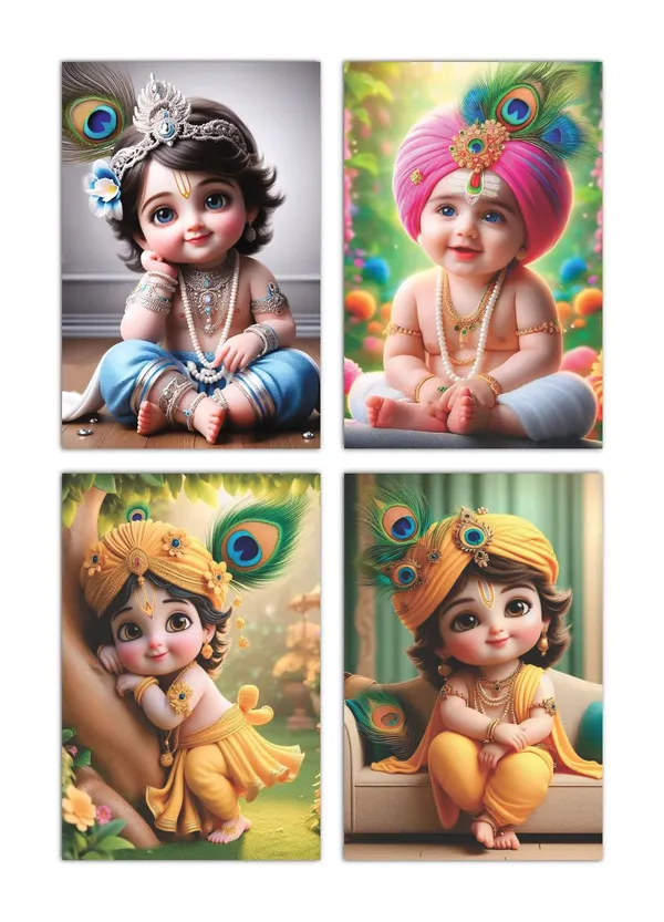 Multicolor_Little_Bal_Gopal_Religious_Krishna_Poster_For_Pregnant_Women_(12_X_18_Inc)_(Pack_Of_4)
