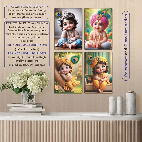 Multicolor_Little_Bal_Gopal_Religious_Krishna_Poster_For_Pregnant_Women_(12_X_18_Inc)_(Pack_Of_4)
