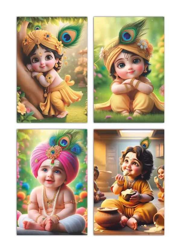 Multicolor_Little_Bal_Gopal_Religious_Krishna_Poster_For_Pregnant_Women_(12_X_18_Inc)_(Pack_Of_4)
