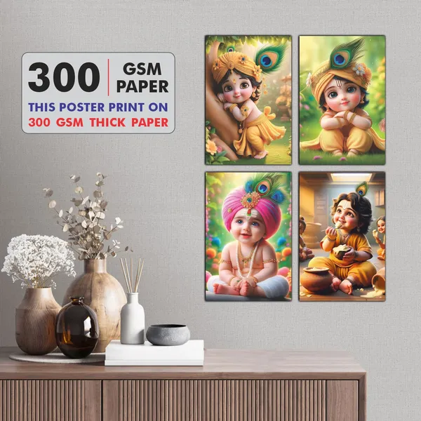 Multicolor_Little_Bal_Gopal_Religious_Krishna_Poster_For_Pregnant_Women_(12_X_18_Inc)_(Pack_Of_4)