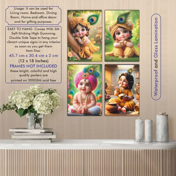 Multicolor_Little_Bal_Gopal_Religious_Krishna_Poster_For_Pregnant_Women_(12_X_18_Inc)_(Pack_Of_4)