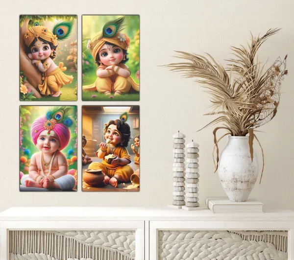 Multicolor_Little_Bal_Gopal_Religious_Krishna_Poster_For_Pregnant_Women_(12_X_18_Inc)_(Pack_Of_4)