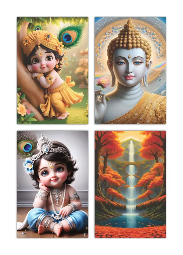 Multicolor_Little_Bal_Gopal_Religious_Krishna_Poster_For_Pregnant_Women_(12_X_18_Inc)_(Pack_Of_4)