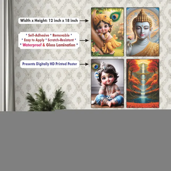 Multicolor_Little_Bal_Gopal_Religious_Krishna_Poster_For_Pregnant_Women_(12_X_18_Inc)_(Pack_Of_4)