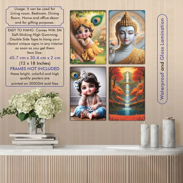 Multicolor_Little_Bal_Gopal_Religious_Krishna_Poster_For_Pregnant_Women_(12_X_18_Inc)_(Pack_Of_4)