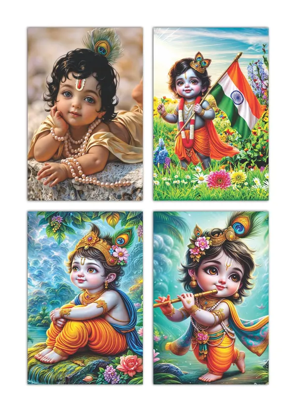 Multicolor_Little_Bal_Gopal_Religious_Krishna_Poster_For_Pregnant_Women_(12_X_18_Inc)_(Pack_Of_4)