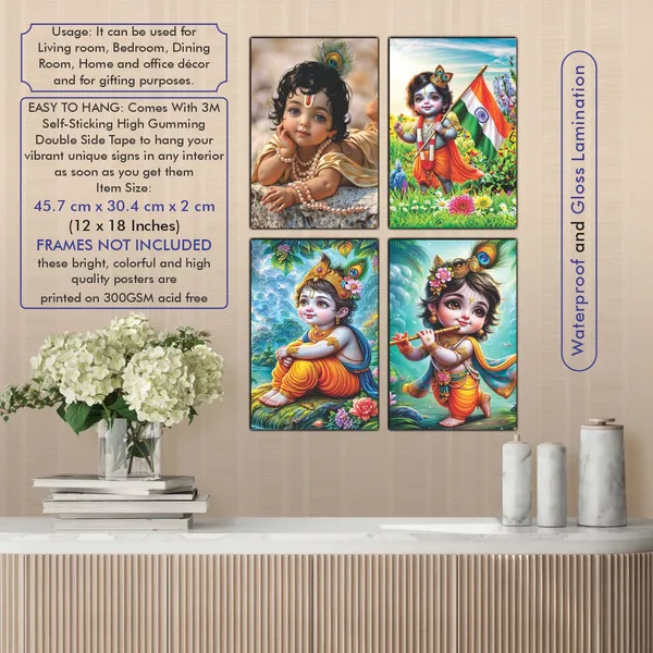 Multicolor_Little_Bal_Gopal_Religious_Krishna_Poster_For_Pregnant_Women_(12_X_18_Inc)_(Pack_Of_4)