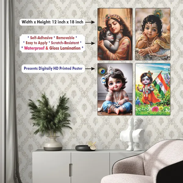 Multicolor_Little_Bal_Gopal_Religious_Krishna_Poster_For_Pregnant_Women_(12_X_18_Inc)_(Pack_Of_4)