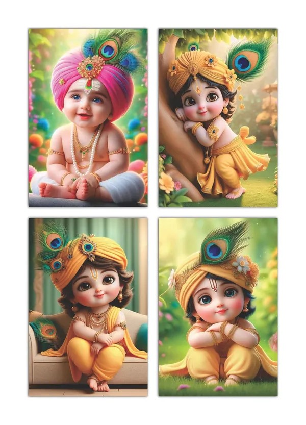 Multicolor_Little_Bal_Gopal_Religious_Krishna_Poster_For_Pregnant_Women_(12_X_18_Inc)_(Pack_Of_4)