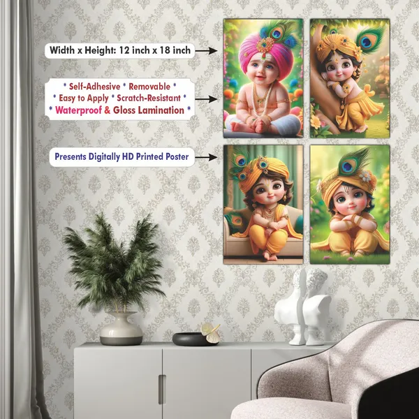Multicolor_Little_Bal_Gopal_Religious_Krishna_Poster_For_Pregnant_Women_(12_X_18_Inc)_(Pack_Of_4)