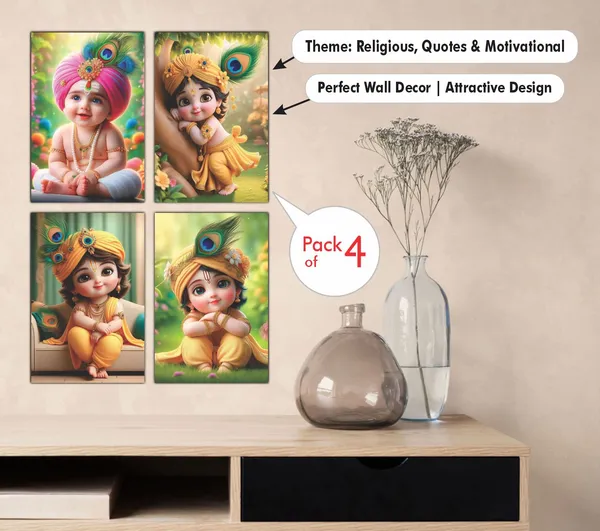 Multicolor_Little_Bal_Gopal_Religious_Krishna_Poster_For_Pregnant_Women_(12_X_18_Inc)_(Pack_Of_4)