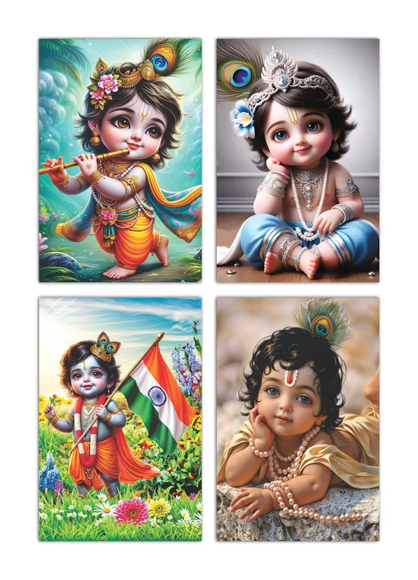 Multicolor_Little_Bal_Gopal_Religious_Krishna_Poster_For_Pregnant_Women_(12_X_18_Inc)_(Pack_Of_4)