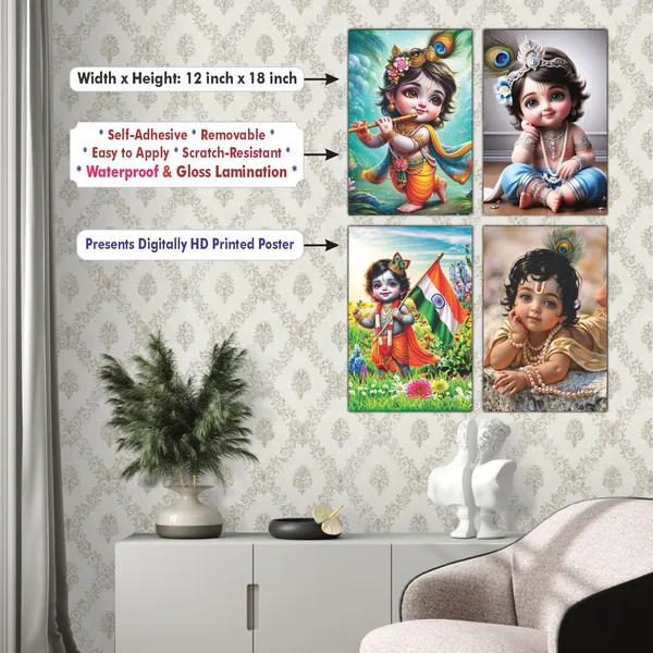 Multicolor_Little_Bal_Gopal_Religious_Krishna_Poster_For_Pregnant_Women_(12_X_18_Inc)_(Pack_Of_4)