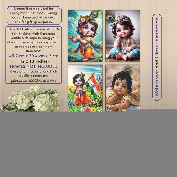 Multicolor_Little_Bal_Gopal_Religious_Krishna_Poster_For_Pregnant_Women_(12_X_18_Inc)_(Pack_Of_4)