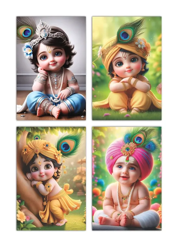 Multicolor_Little_Bal_Gopal_Religious_Krishna_Poster_For_Pregnant_Women_(12_X_18_Inc)_(Pack_Of_4)