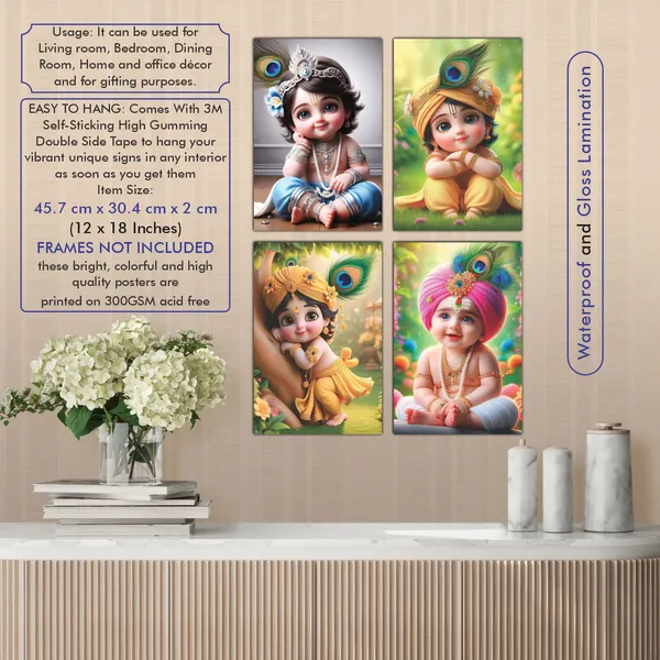Multicolor_Little_Bal_Gopal_Religious_Krishna_Poster_For_Pregnant_Women_(12_X_18_Inc)_(Pack_Of_4)