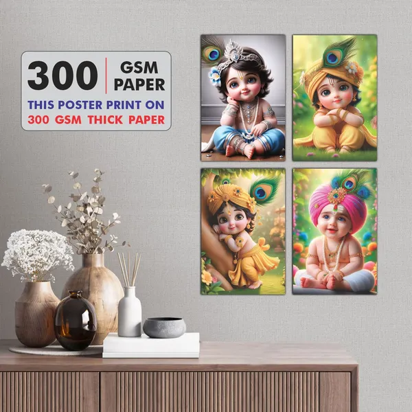Multicolor_Little_Bal_Gopal_Religious_Krishna_Poster_For_Pregnant_Women_(12_X_18_Inc)_(Pack_Of_4)