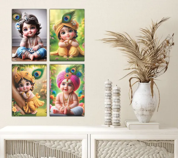 Multicolor_Little_Bal_Gopal_Religious_Krishna_Poster_For_Pregnant_Women_(12_X_18_Inc)_(Pack_Of_4)